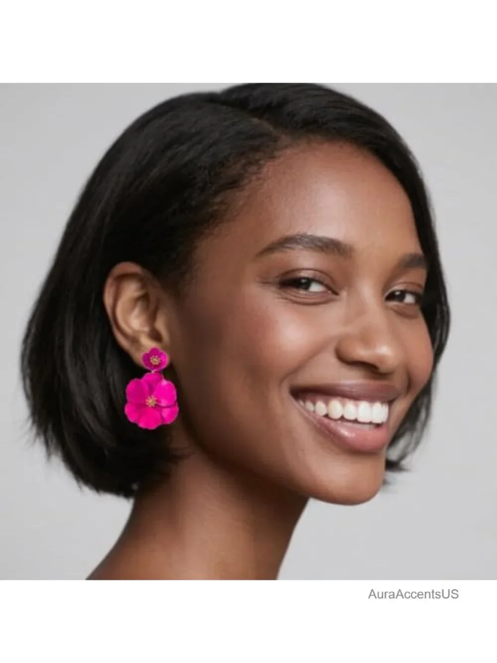 Floral Clip On Earrings, Hypoallergenic Alloy, Statement Petal Drop Earrings